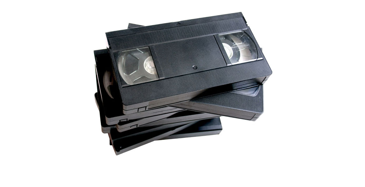stack of VHS cassettes converted to DVD